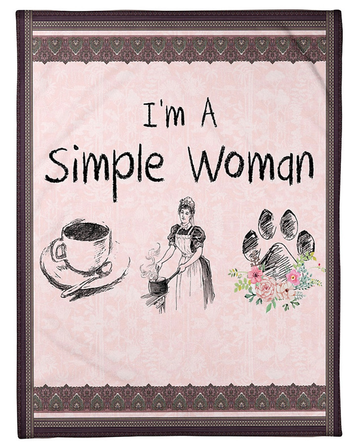 Simple Woman Coffee Cooking Chef Dog Lover Life With Hobby Funny Fleece Blanket