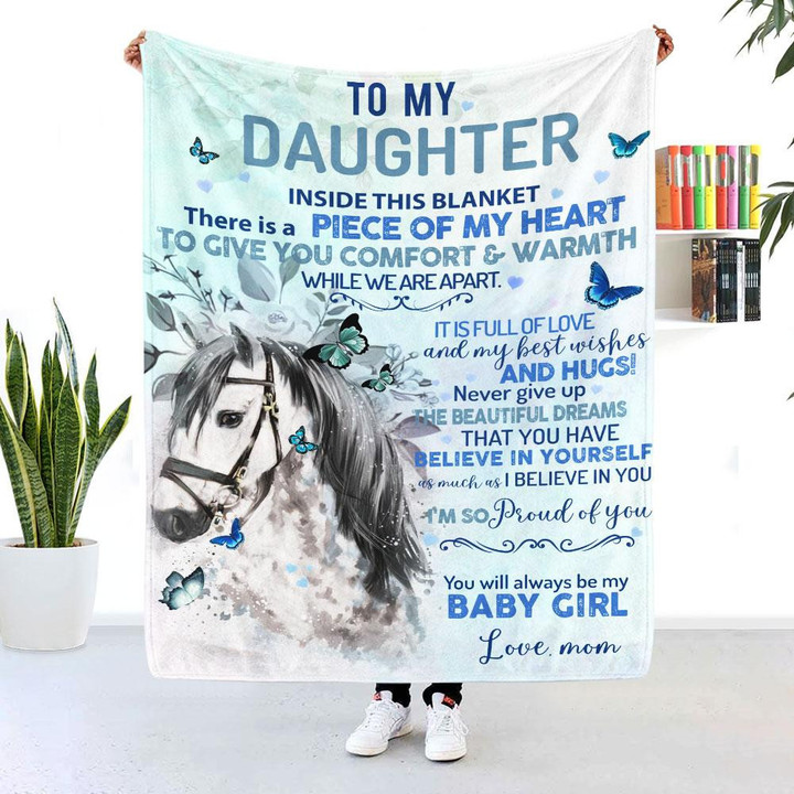 To My Daughter Horse Blanket Girl Gift For Daughter Personalized Fleece Blanket