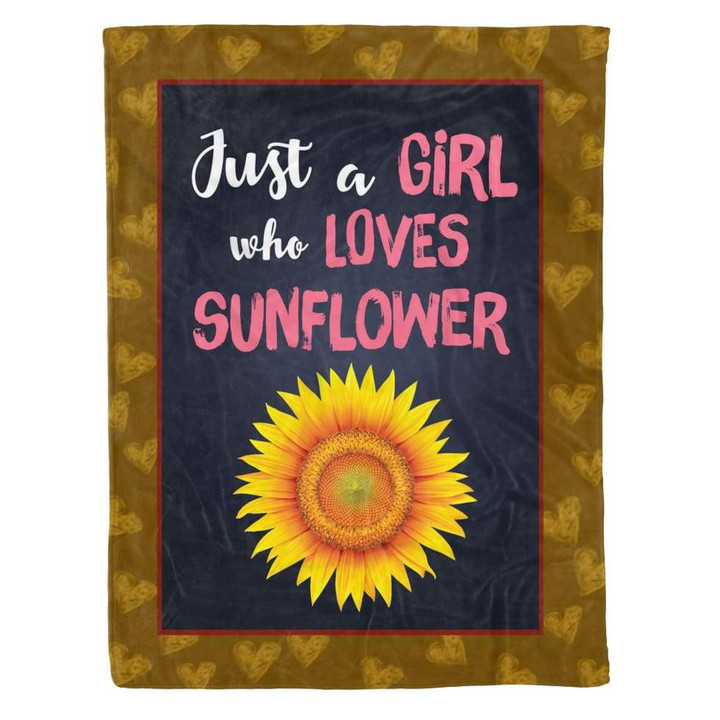 Just A Girl Who Loves Sunflower Cozy Fleece Blanket, Sherpa Blanket