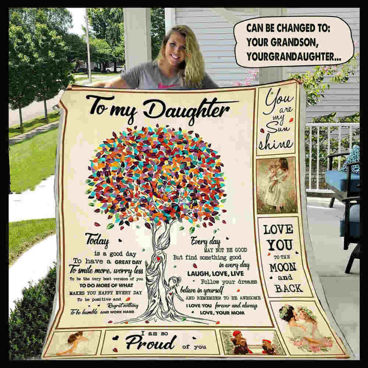 (H474) Customizable Family Blanket- Mom To Daughter- Proud.