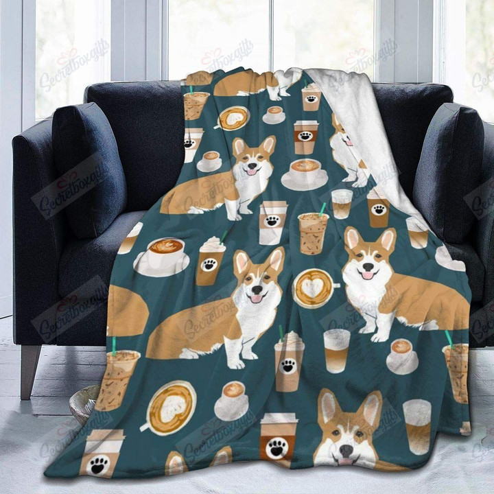 Corgi Pet And Milk Tea Xa2201429Cl Fleece Blanket