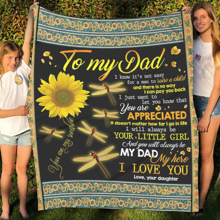 To My Dad Sunflower You Are Appreciated Premium Father Blanket Cozy Fleece Blanket, Sherpa Blanket