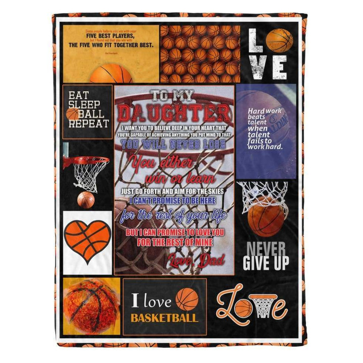 Basketball Lover To My Daughter Lovely Quote Letter From Dad Throw Chistmas Gift Ideas Cozy Fleece Blanket, Sherpa Blanket