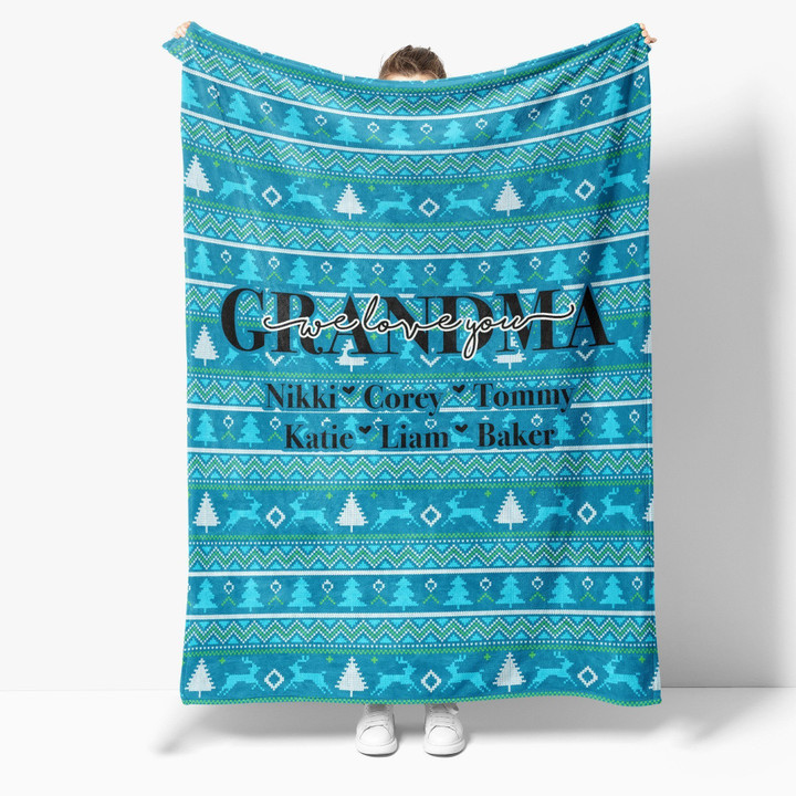 Christmas Blanket Gift Ideas For Grandma Family Name Grandchildren Grandkids Grandma Nana Mimi We Love You Cozy Sherpa Blanket, Gift Fleece Blanket, Custom Blankets, Picnic Blanket, Electric Blanket, Heated Blanket, Gravity Blanket