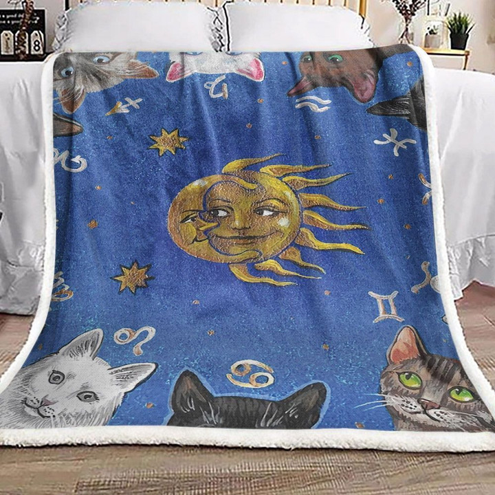 Astrological Cats Sherpa Fleece Blanket Rr