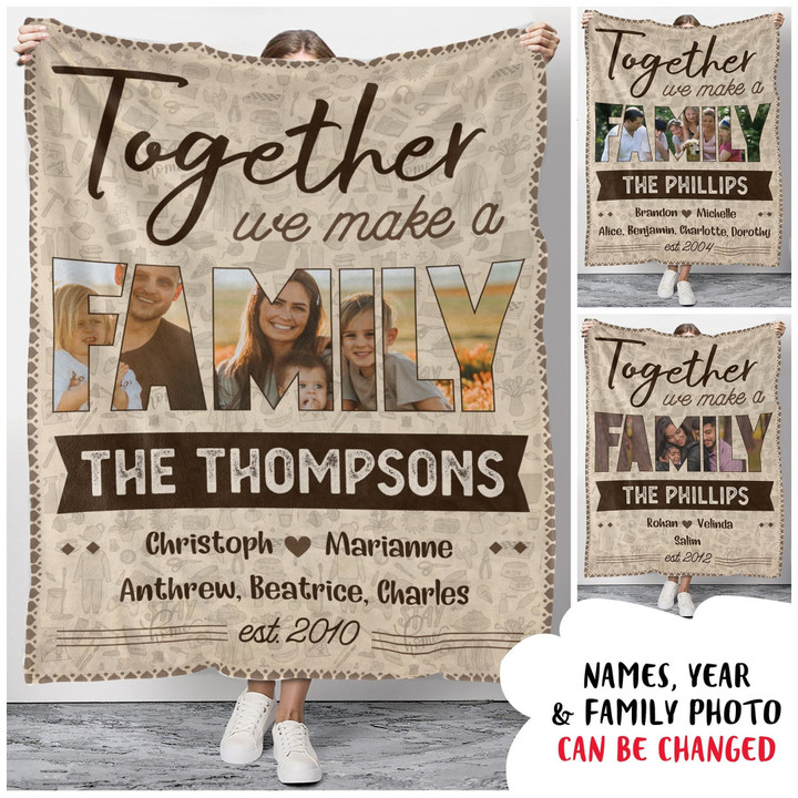 Personalized We Make A Family Blanket, Custom Photo Fleece/ Sherpa Blanket, Perfect Gifts For Wife, Mom, Lover On Valentine, Mother'S Day, Birthday, Anniversary, Picnic Blanket Travel Blanket Sofa Blanket