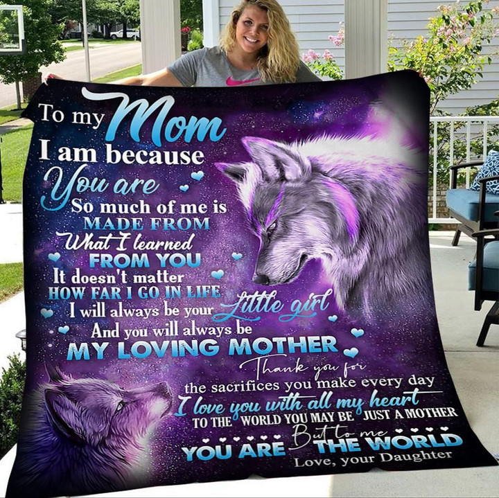 Custom Blanket - To My Mom Wolf Fleece Blanket - Gift For Mom