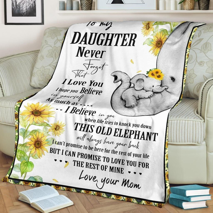 Elephant Mom To Daughter Sunflower Sherpa Fleece Blanket Yk