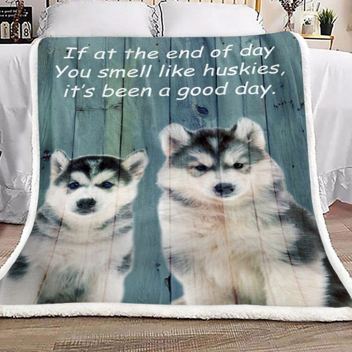 Husky Dog Sherpa Fleece Blanket Yk