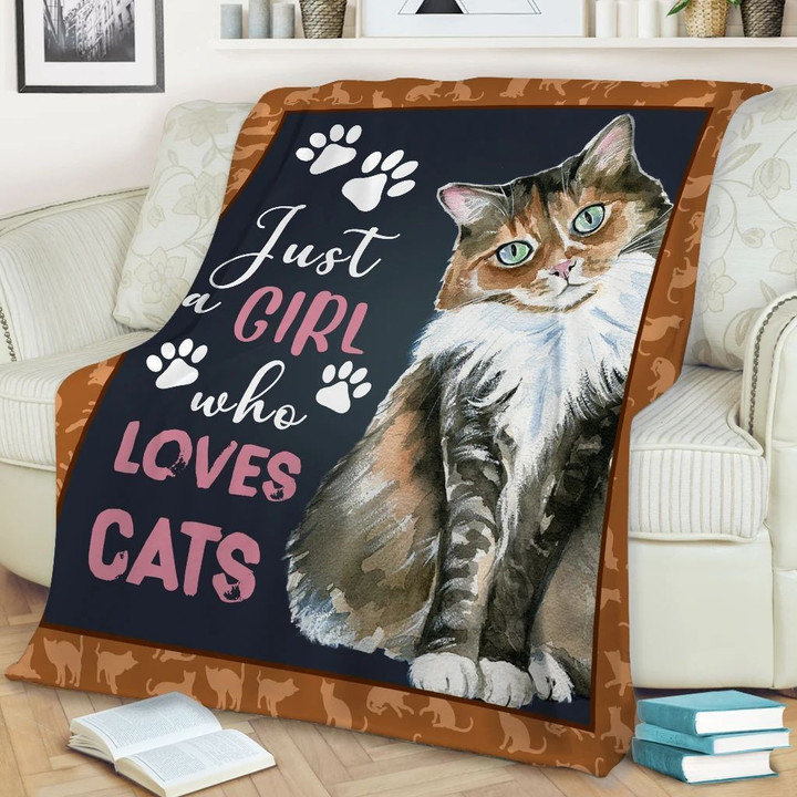 Cat Just Girl Who Loves Cats Sherpa Fleece Blanket Ew