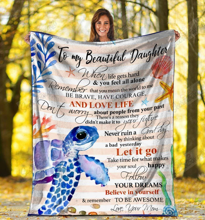 To My Beautiful Daughter Sea Turtle Gs-Cl-Ml1101 Fleece Blanket