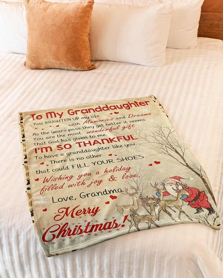 So Thankful To Have You Santa Grandma Gift For Granddaughter Fleece Blanket