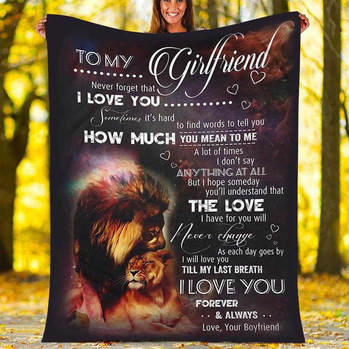 To My Girlfriend I Love You Forever And Always Lion Blanket Bedgag™