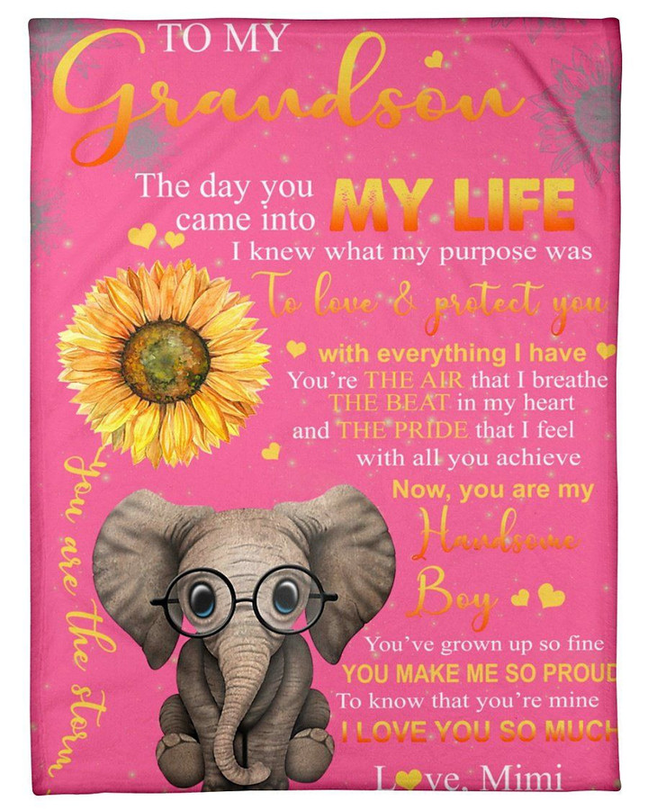 Mimi Gift For Grandson Sunflower Elephant With Everything I Have Sunflower Fleece Blanket