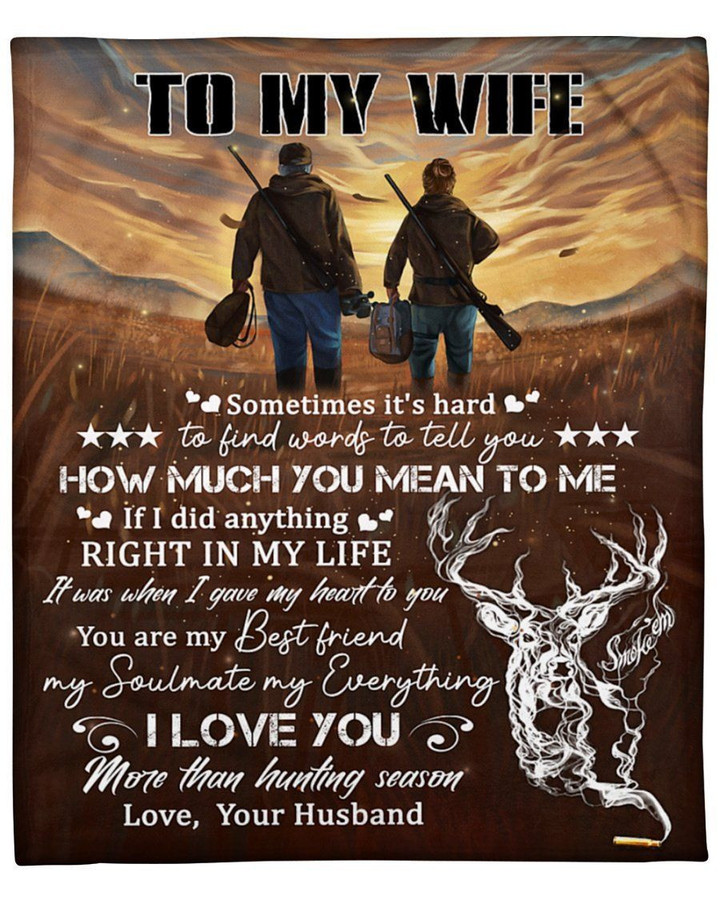Hunting Husband Gift For Wife How Much You Mean To Me Fleece Blanket Sherpa Blanket