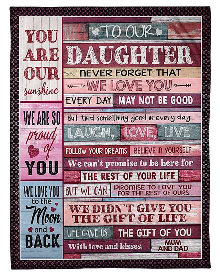 Pink Mum And Dad Gift For Daughter We Are So Proud Of You Fleece Blanket Sherpa Blanket