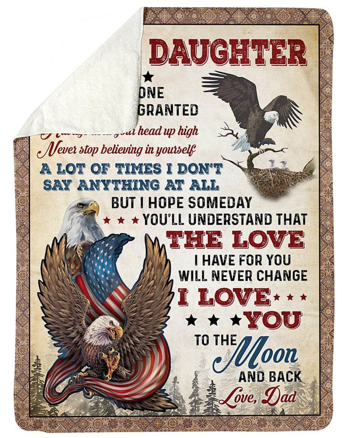 I Love You To The Moon And Back Dad Gift For Daughter Sherpa Blanket