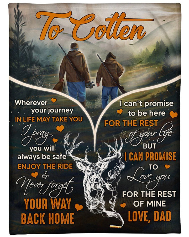 Wherever Your Journey In Life Deer Dad To Colten Gift For Colten Custom Name Fleece Blanket Sherpa Blanket