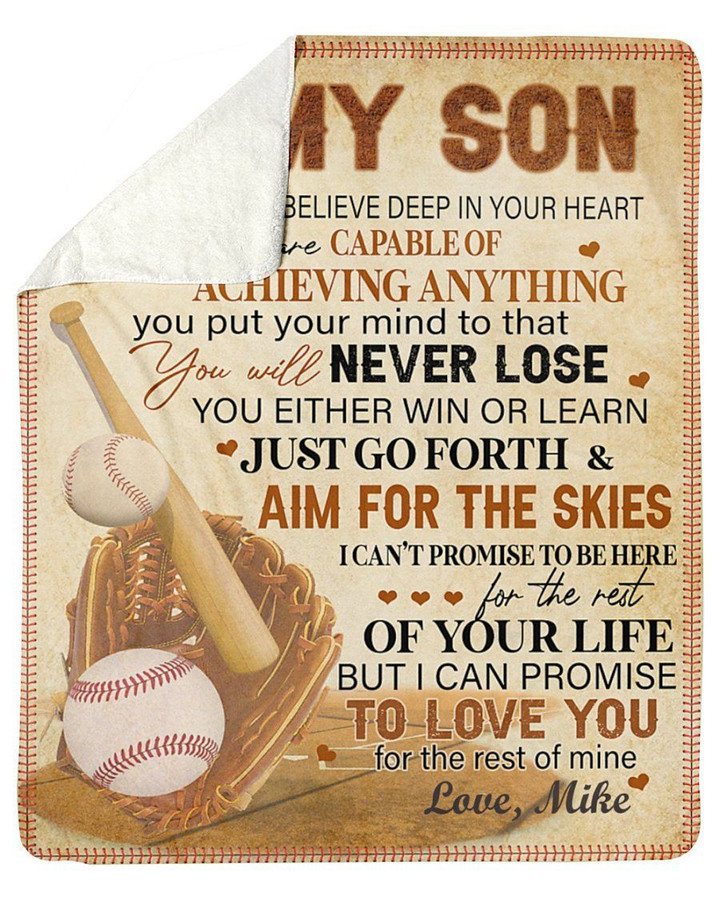 Personalized I Want U Believe Baseball Dad To Son Custom Name Fleece Blanket Sherpa Blanket