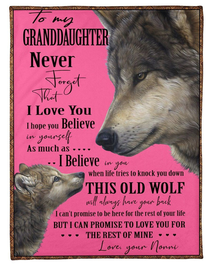 Nonni Gift For Granddaughter Wolf This Old Wolf Will Have Your Back Fleece Blanket