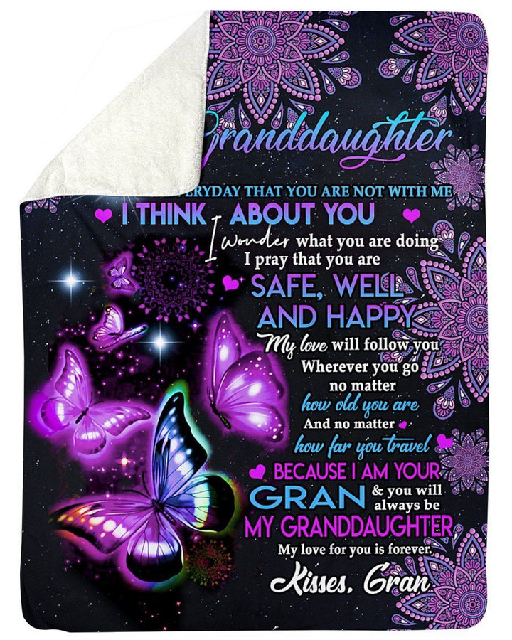 Because I Am Your Gran Purple Mandala Design Fleece Blanket Gift For Granddaughter Sherpa Blanket