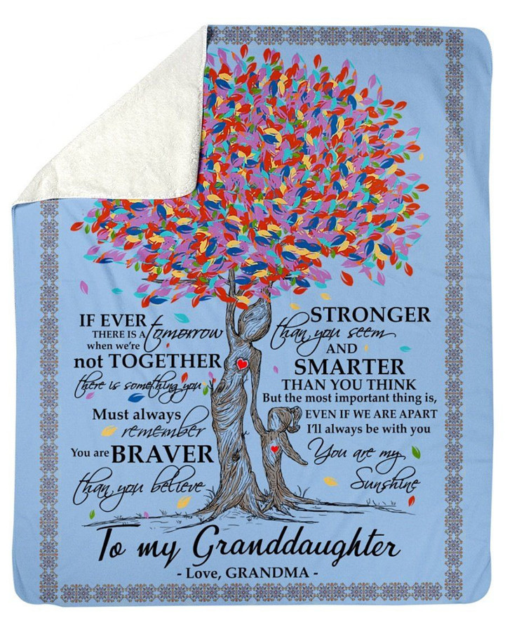 Colorful Tree Grandma Gift For Granddaughter You Are My Sunshine Sherpa Blanket