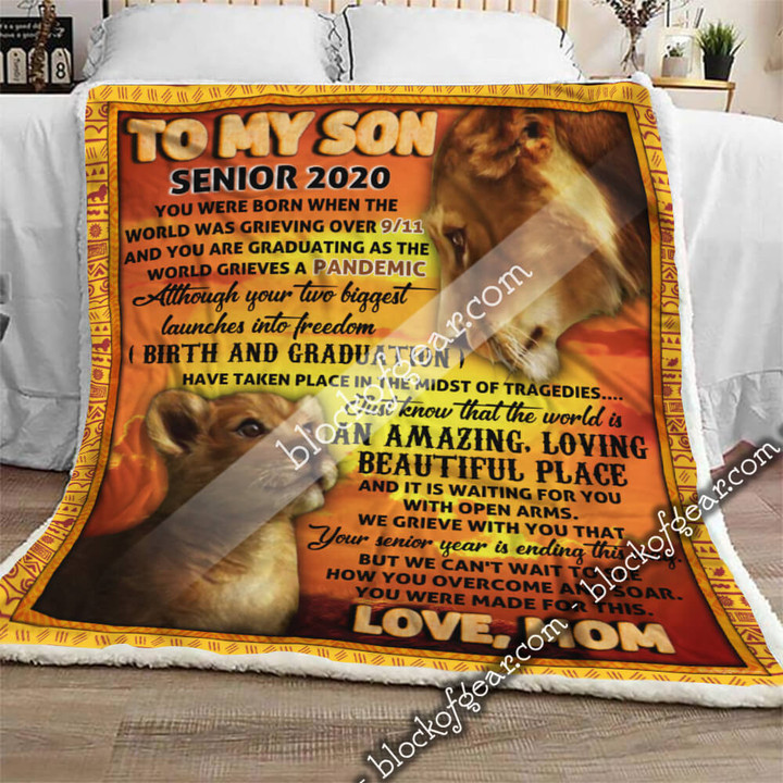 Mom To Son, Senior 2020, Lion Sofa Throw Blanket Shb92 