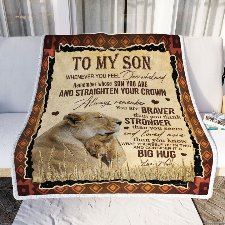Mom To Son Lion Sofa Throw Blanket 
