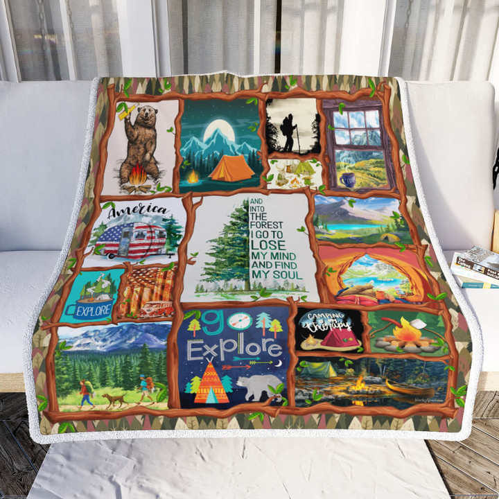 And Into The Forest I Go Camping Sofa Throw Blanket 