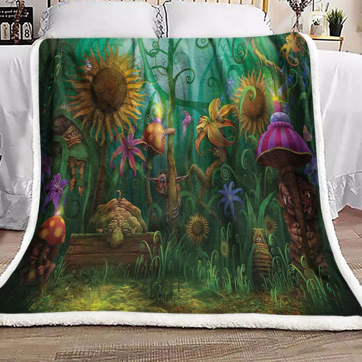 Meet The Imaginaries Sunflower Mushroom Vd2410145F Sherpa Fleece Blanket