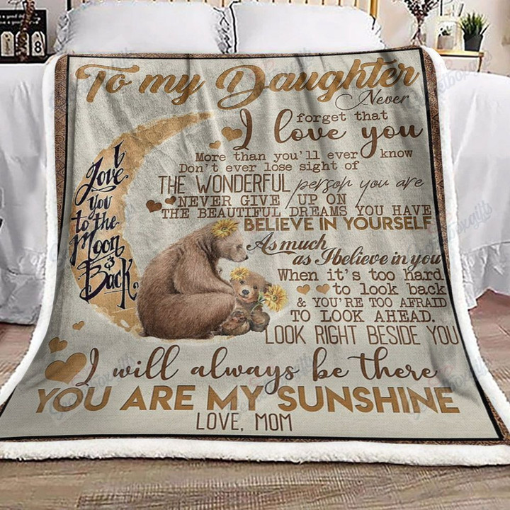 To My Daughter Bears And Moon Am3012061Cl Fleece Blanket