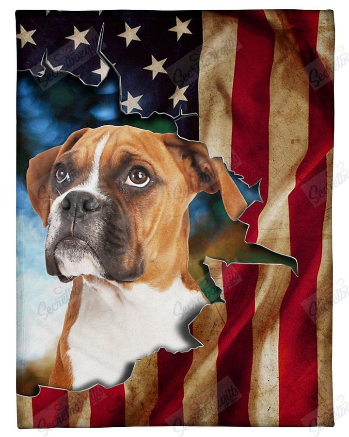 Boxer Torn American Flag Giving Dog Lovers Th2512370Cl Fleece Blanket