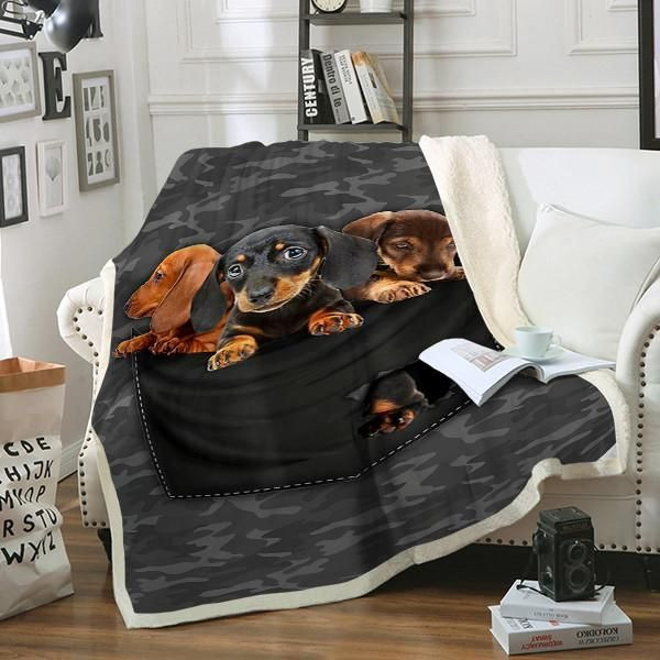 Dachshund Dog Pocket Clh2412136F Sherpa Fleece Blanket