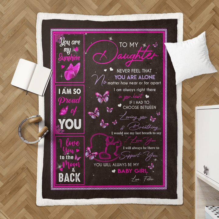 I Love You To The Moon And Back Father To Daughter Fleece Sherpa Blanket