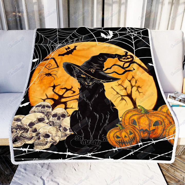 Black Cat Pumpkin Halloween Ni0909014Hn Fleece Blanket