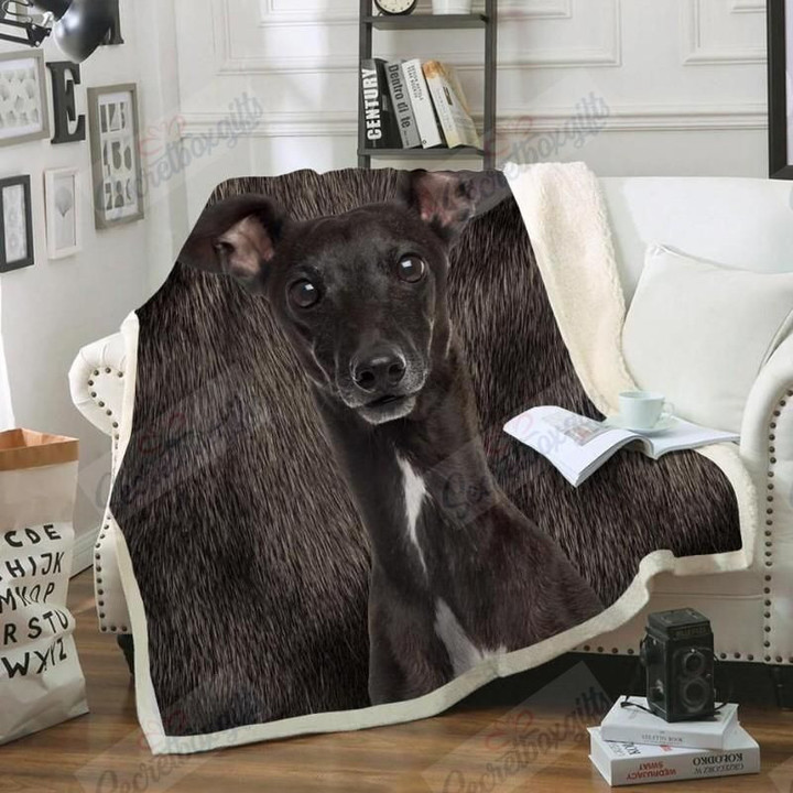 Greyhound Dog Portrait Fur Printed Am1509790Cl Fleece Blanket