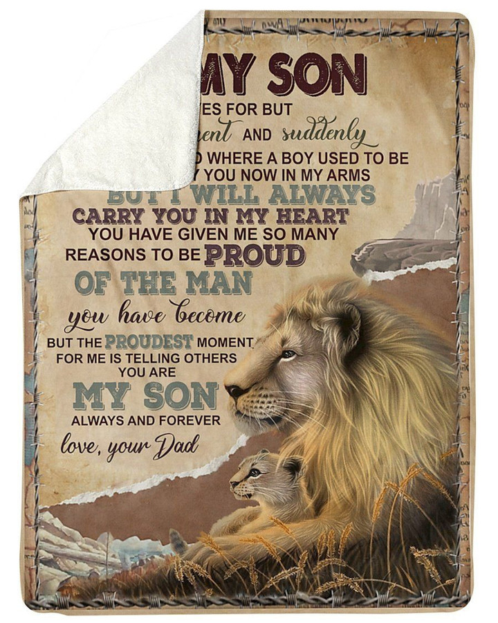 Telling Others You Are My Son Lion Papa Gift For Son Sherpa Blanket