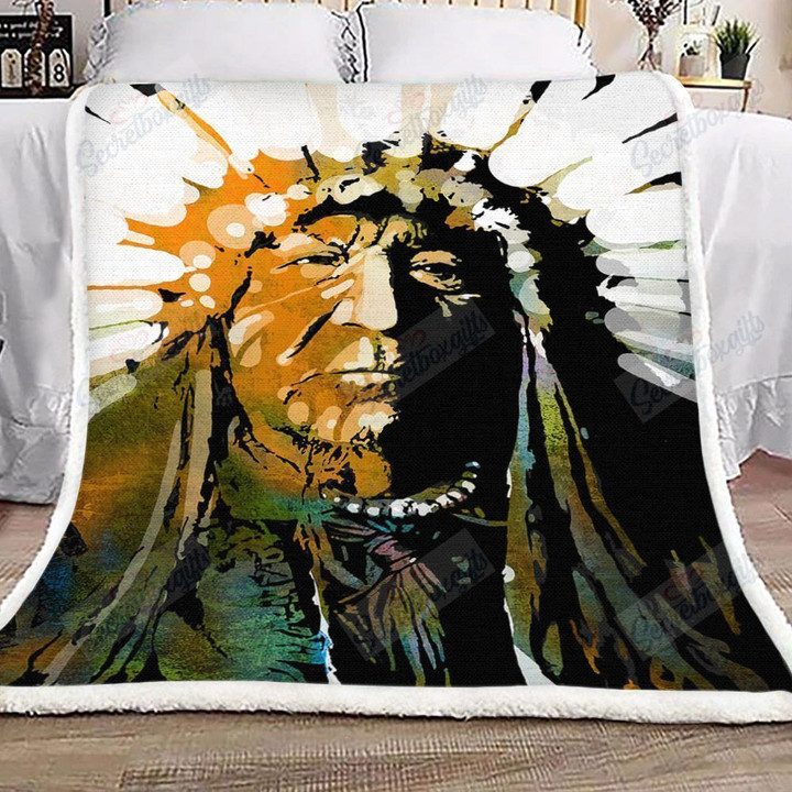 Native American Sitting Bear Gs-Kl1601 Fleece Blanket