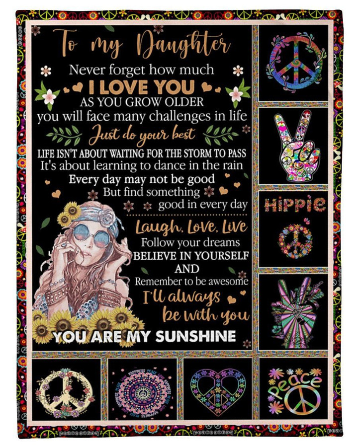Hippie How Much I Love You Mom Gift For Daughter Fleece Blanket Sherpa Blanket