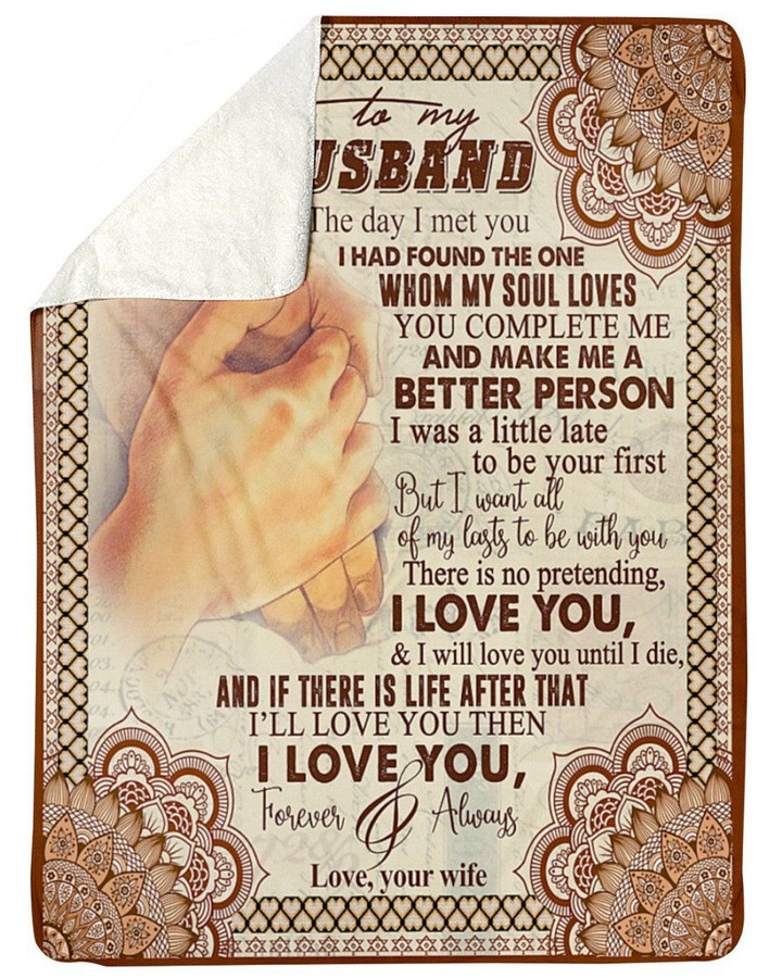 Mandala Wife Gift For Husband You Make Me A Better Person Fleece Blanket Sherpa Blanket