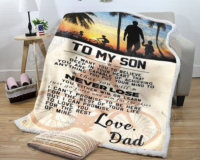 Bicycle Dad To Son Sunset Gs-Ld2510 Fleece Blanket