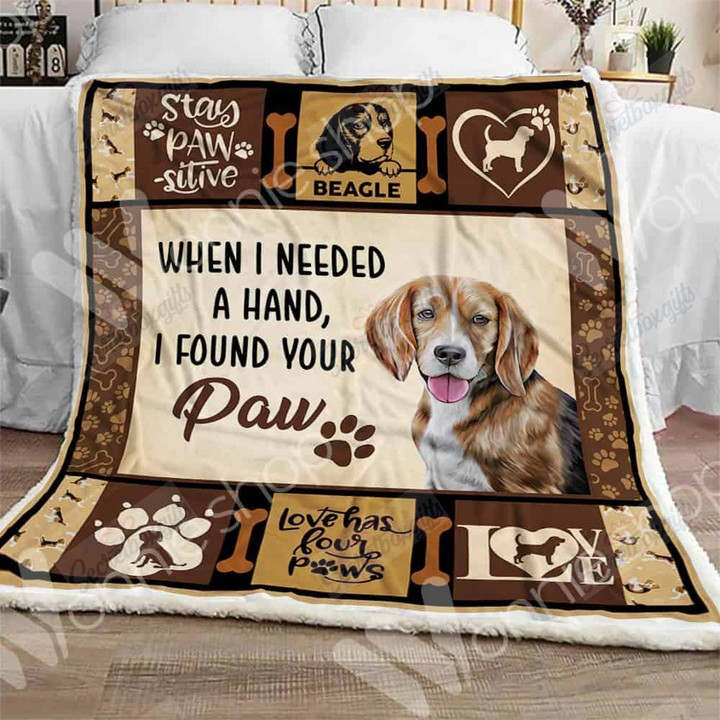 Beagle Dog When I Needed A Hand I Found Your Paw Gs-Cl-Nt2612 Fleece Blanket