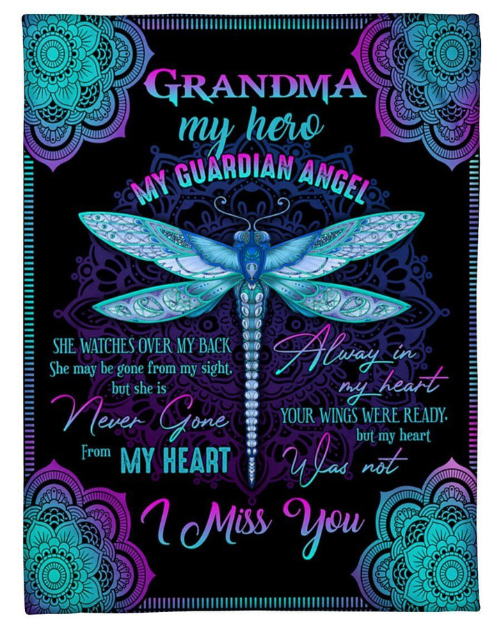 Dragonfly Gift For Angel Grandpa My Guardian Angel She Watches Over Fleece Blanket