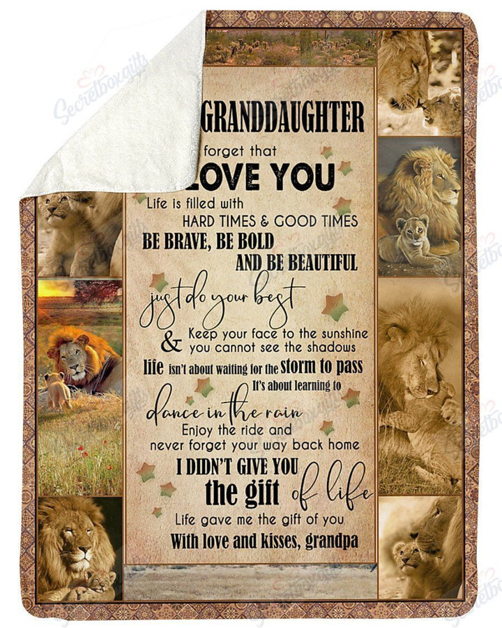 Lion Grandpa Hopes Granddaughter To Be Brave Be Bold And Be Beautiful Yq1401269Cl Fleece Blanket