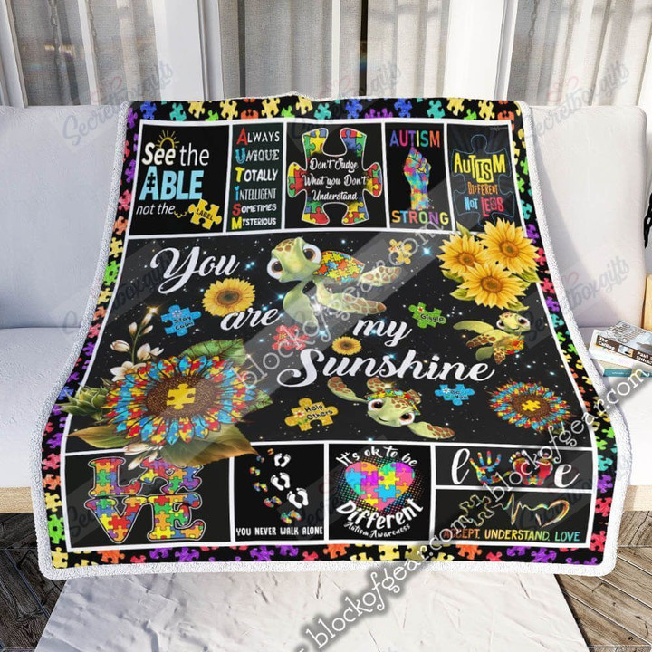Autism Support You Are My Sunshine Turtle Gs-Cl-Ld2406 Fleece Blanket