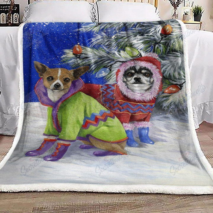Chihuahua In The Winter Gs-Cl-Ld2706 Fleece Blanket