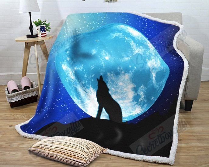 Moon Howling Wolf Gs-Nt0402 Fleece Blanket
