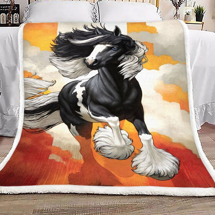 Horse Sherpa Fleece Blanket Kojx