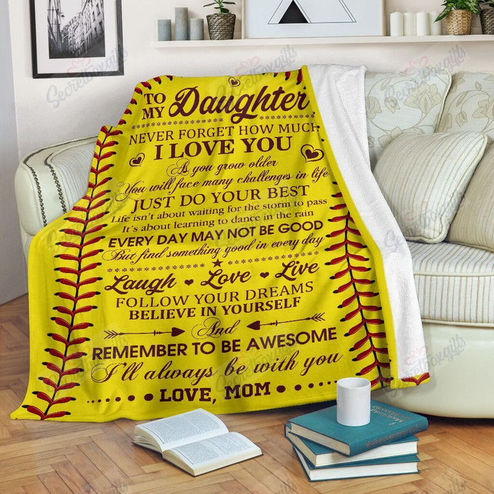 To My Daughter Softball Yw3001266Cl Fleece Blanket