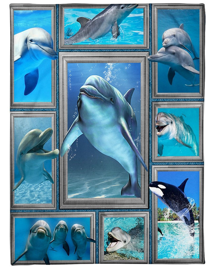 Dolphin Blanket - Gift For Dolphin Lover Sherpa Blanket